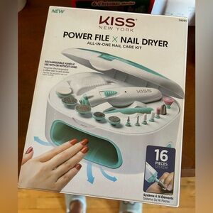 All in one nail care kit with nail dryer attached